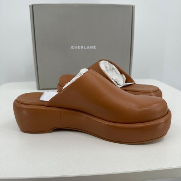 Everlane The Puffa Flatform in Brown Leather size 8 Women's Chunky Platform Clog - Picture 11 of 13